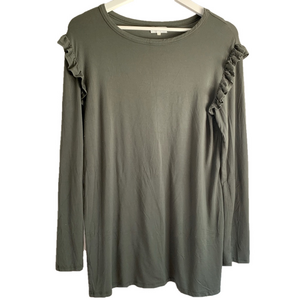 DLMN Women's Ruffle Sleeve Top - Olive Green